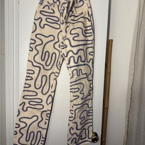 Zara Cream and Blue Abstract Men's Joggers